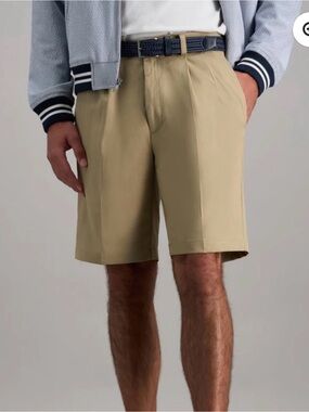 Haggar NEW Men's Cool 18 Pro Shorts Straight Fit Pleat Front Sz 48W Big And Tall